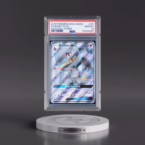 2018 Pokémon Sun & Moon Celestial Storm #157 Banette GX - Holo Full Art (PSA 10 GEM MINT)