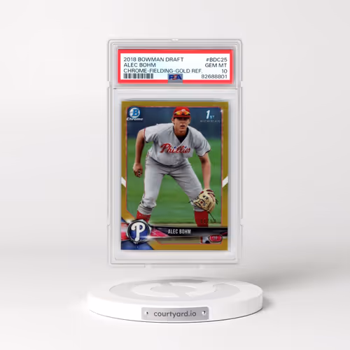 2018 Bowman Draft #BDC25 Alec Bohm - Chrome-Fielding-Gold Refractor (PSA 10 GEM MINT)