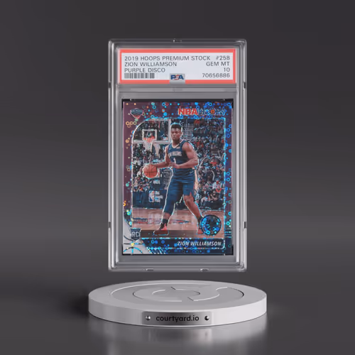 2019 Panini Hoops Premium Stock #258 Zion Williamson - Purple Disco (PSA 10 GEM MINT)
