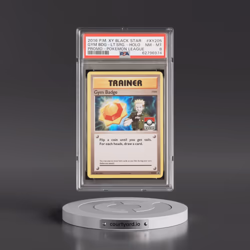 2016 Pokémon XY Black Star Promo #XY205 Gym Badge-LT. Surge - Holo Pokemon League (PSA 8 NM-MT)