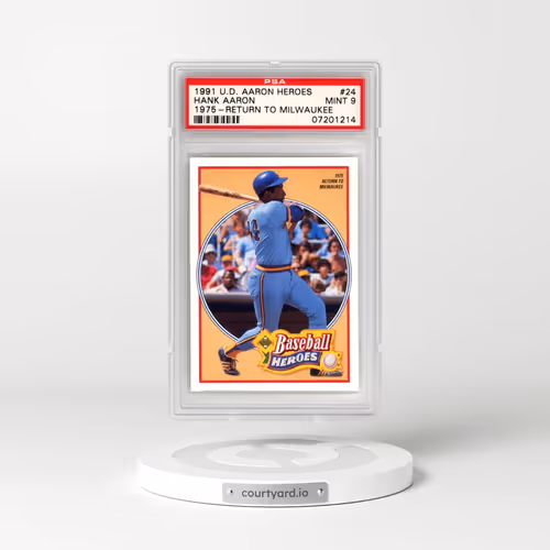 1991 Upper Deck Heroes Hank Aaron #24 Hank Aaron - 1975-Return to Milwaukee (PSA 9 MINT)