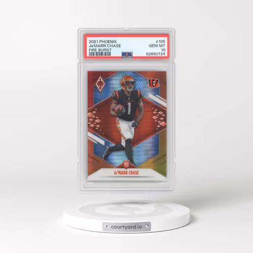2021 Panini Phoenix #105 JA'Marr Chase - Fire Burst (PSA 10 GEM MINT)
