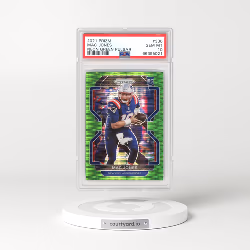 2021 Panini Prizm #336 Mac Jones - Neon Green Pulsar (PSA 10 GEM MINT)