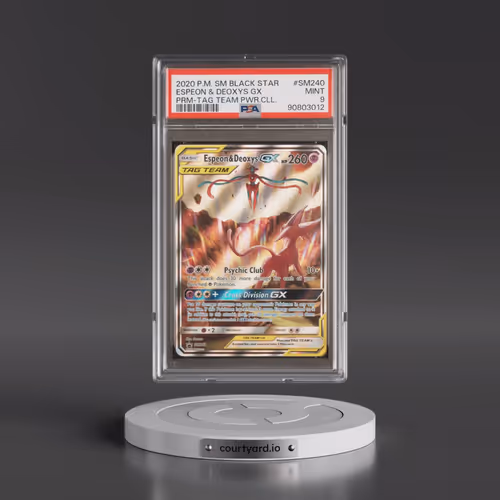 2020 Pokémon SM Black Star Promo #SM240 Espeon & Deoxys GX - Holo Tag Team Powers Collection (PSA 9