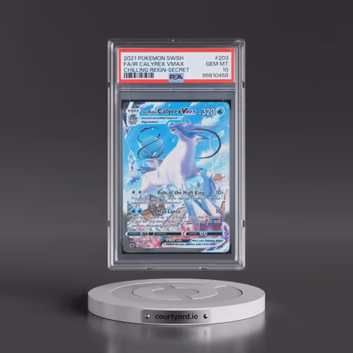 2021 Pokémon Sword & Shield Chilling Reign #203 Ice Rider Calyrex Vmax - Full Art Secret (PSA 10 GEM