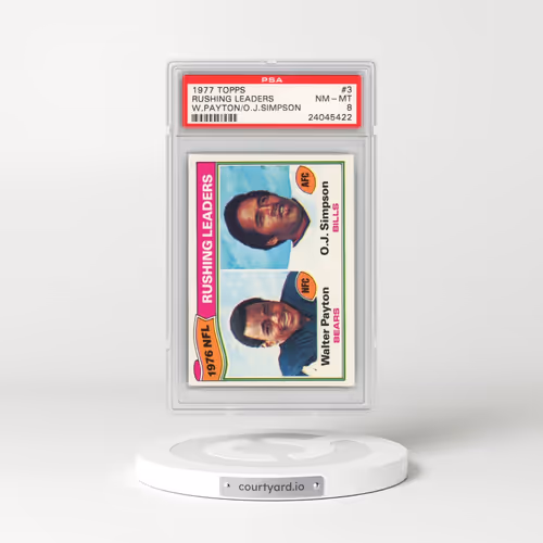 1977 Topps #3 Rushing Leaders - W.Payton/O.J.Simpson (PSA 8 NM-MT)