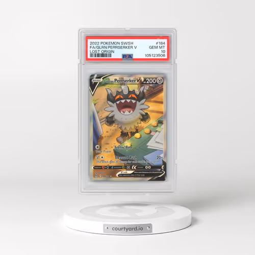 2022 Pokémon Sword & Shield Lost Origin #184 Galarian Perrserker V - Holo Full Art (PSA 10 GEM MINT)