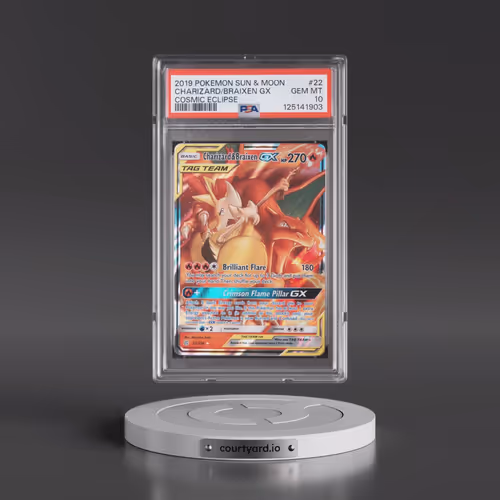 2019 Pokémon Sun & Moon Cosmic Eclipse #22 Charizard & Braixen GX - Holo (PSA 10 GEM MINT)