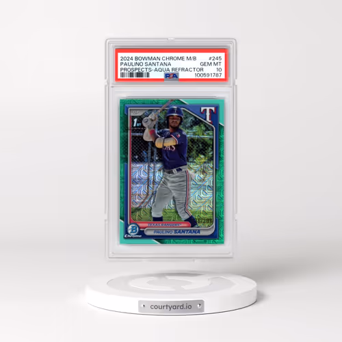 2024 Bowman Mega Box Chrome Prospects #245 Paulino Santana - Aqua Refractor (PSA 10 GEM MINT)