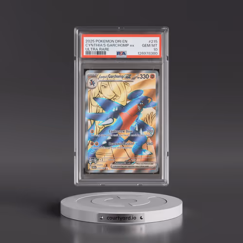 2025 Pokémon Dri EN-Destined Rivals #215 Cynthia's Garchomp EX - Holo Ultra Rare (PSA 10 GEM MINT)