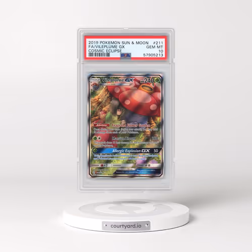 2019 Pokémon Sun & Moon Cosmic Eclipse #211 Vileplume GX - Holo Full Art (PSA 10 GEM MINT)