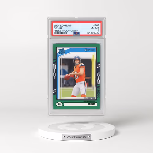 2024 Panini Donruss #369 Bo Nix - Press Proof Green (PSA 8 NM-MT)