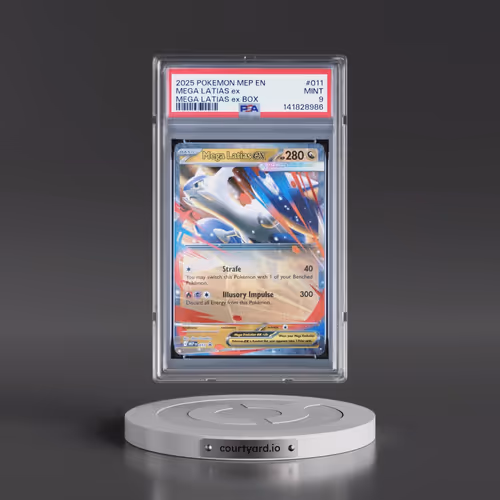 2025 Pokémon Mep EN-Me Black Star Promo #011 Mega Latias EX - Holo Mega Latias EX Box (PSA 9 MINT)