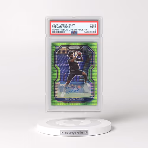 2020 Panini Prizm #335 Trevon Diggs - Autograph-Neon Green Pulsar (PSA 9 MINT)