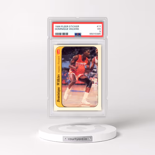 1986 Fleer Sticker #11 Dominique Wilkins (PSA 5 EX)