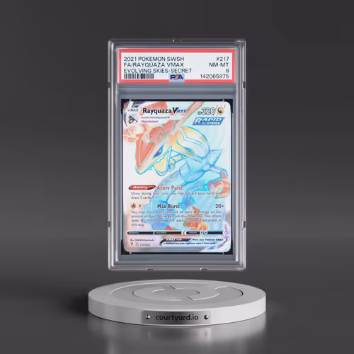 2021 Pokémon Sword & Shield Evolving Skies #217 Rayquaza Vmax - Full Art Secret (PSA 8 NM-MT)