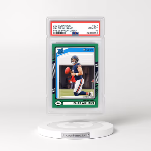 2024 Panini Donruss #327 Caleb Williams - Press Proof Green (PSA 10 GEM MINT)
