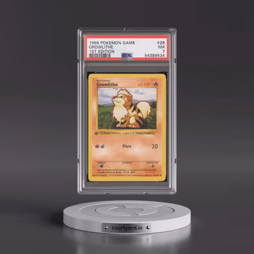 1999 Pokémon Game #28 Growlithe - 1st Edition (PSA 7 NM)
