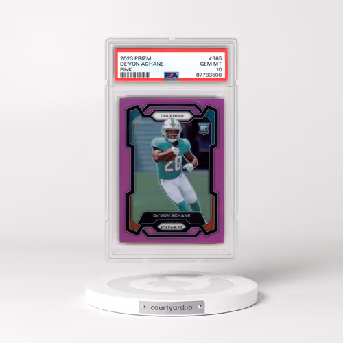 2023 Panini Prizm #365 DE'Von Achane - Pink Prizm (PSA 10 GEM MINT)