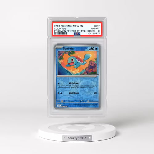 2023 Pokémon Mew EN-151 #007 Squirtle - Pokemon Center 151 Pre-Order Promo (PSA 8 NM-MT)
