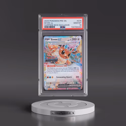 2025 Pokémon Pre EN-Prismatic Evolutions #075 Eevee EX - Holo Surprise Box Exclusive (PSA 10 GEM MIN