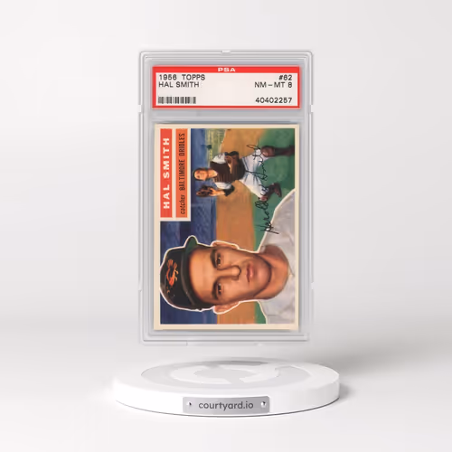 1956 Topps #62 Hal Smith - White Back (PSA 8 NM-MT)