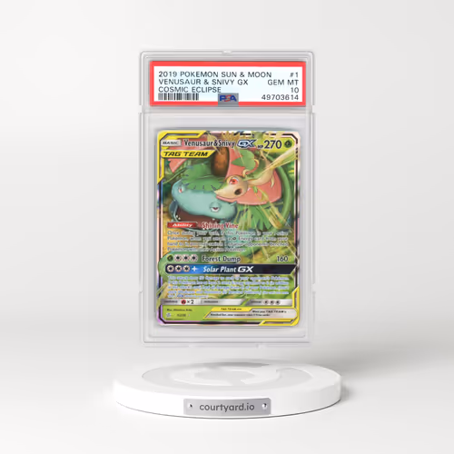 2019 Cosmic Eclipse #1 Venusaur & Snivy GX - Holo (PSA 10 GEM MINT)