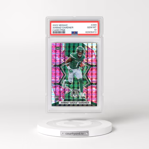 2022 Panini Mosaic #289 Ahmad "Sauce" Gardner - Camo Pink (PSA 10 GEM MINT)