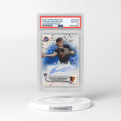 2023 Topps Pristine Pristine Autograph #PAGHE Gunnar Henderson - Blue (PSA 10 GEM MINT)