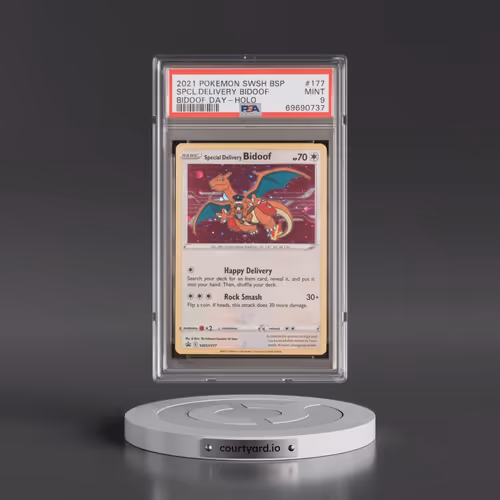 2021 Pokémon Swsh Black Star Promo #177 Special Delivery Bidoof - Holo Bidoof Day (PSA 9 MINT)