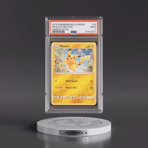 2019 Pokémon Sun & Moon Hidden Fates #19 Pikachu - Reverse Foil (PSA 9 MINT)