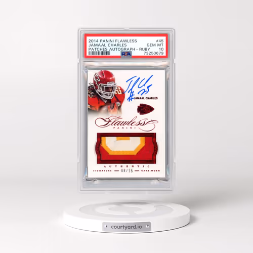 2014 Panini Flawless Patches Autograph #45 Jamaal Charles - Ruby (PSA 10 GEM MINT)