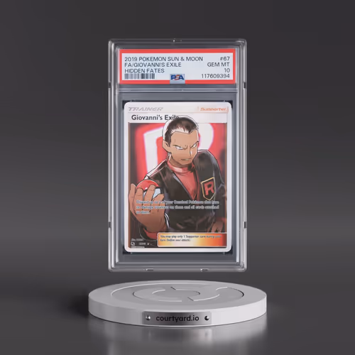 2019 Pokémon Sun & Moon Hidden Fates #67 Giovanni's Exile - Full Art (PSA 10 GEM MINT)