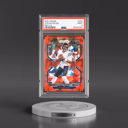 2021 Panini Prizm #334 Justin Fields - Red Ice (PSA 9 MINT)