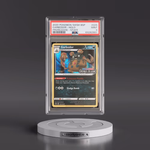 2020 Pokémon Swsh Black Star Promo #025 Garbodor - Holo Prerelease-Staff (PSA 9 MINT)