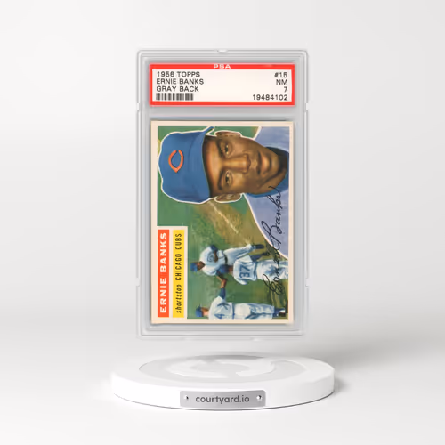 1956 Topps #15 Ernie Banks - Gray Back (PSA 7 NM)