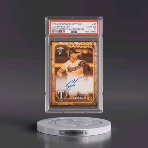 2024 Topps Gilded Collection Topps Chrome Cast in Gold Variation Autographs #JF Justin Foscue (PSA 1