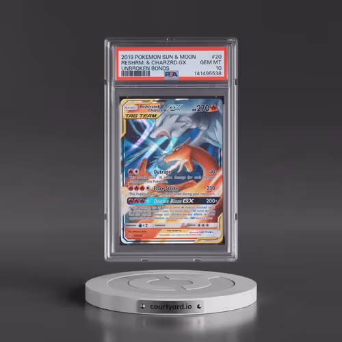 2019 Pokémon Sun & Moon Unbroken Bonds #20 Reshiram & Charizard GX - Holo (PSA 10 GEM MINT)