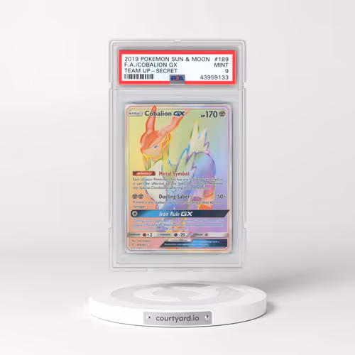 2019 Pokémon Sun & Moon Team Up #189 Cobalion GX - Holo Full Art Secret (PSA 9 MINT)