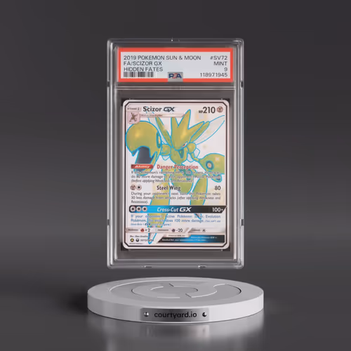 2019 Pokémon Sun & Moon Hidden Fates #SV72 Scizor GX - Holo Full Art (PSA 9 MINT)