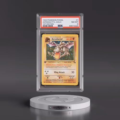 1999 Pokémon Fossil #1 Aerodactyl - 1st Edition Holo (PSA 8 NM-MT)