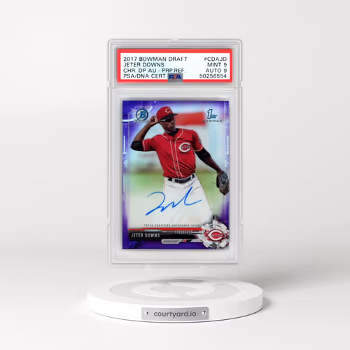 2017 Bowman Draft Chrome Draft Picks Autographs #CDAJD Jeter Downs - Purple Refractor (PSA 9 MINT)