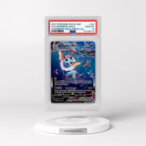 2021 Pokémon Swsh Black Star Promo #182 Vaporeon Vmax - Full Art Vaporeon Vmax Premium Collection (PSA 10 GEM MINT)