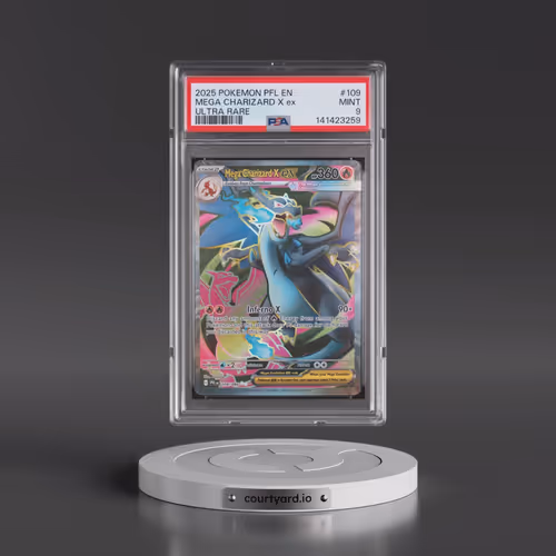 2025 Pokémon Pfl EN-Phantasmal Flames #109 Mega Charizard X EX - Holo Ultra Rare (PSA 9 MINT)