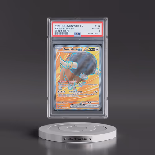 2025 Pokémon Wht EN-White Flare #162 Bouffalant EX - Holo Ultra Rare (PSA 8 NM-MT)