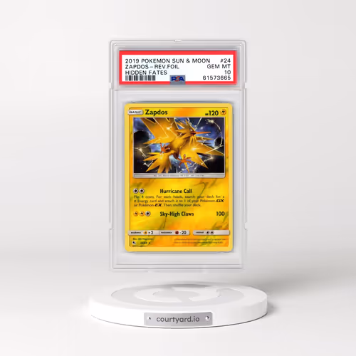 2019 Pokémon Sun & Moon Hidden Fates #24 Zapdos - Reverse Foil (PSA 10 GEM MINT)