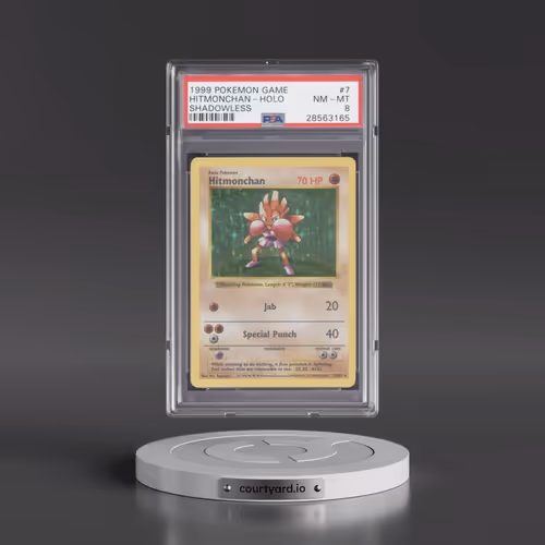 1999 Pokémon Game #7 Hitmonchan - Holo Shadowless (PSA 8 NM-MT)