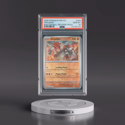 2025 Pokémon Pre EN-Prismatic Evolutions #049 Groudon - Reverse Holo Master Ball (PSA 10 GEM MINT)