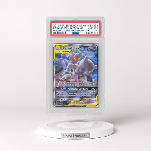 2019 Pokémon SM Black Star Promo #SM191 Mewtwo & Mew GX - Holo Full Art Power Partnership Tins (PSA