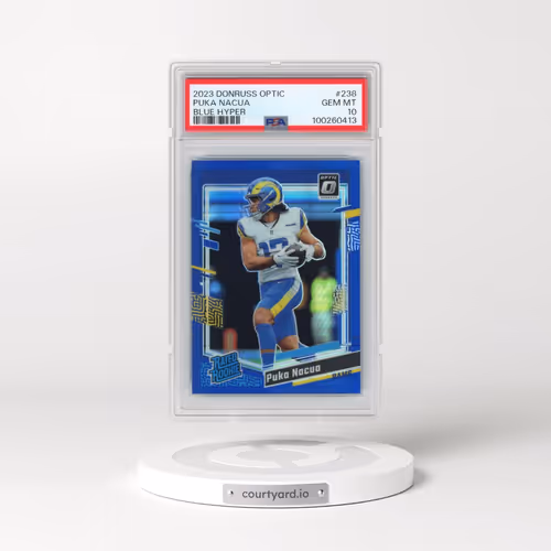2023 Panini Donruss Optic #238 Puka Nacua - Blue Hyper (PSA 10 GEM MINT)